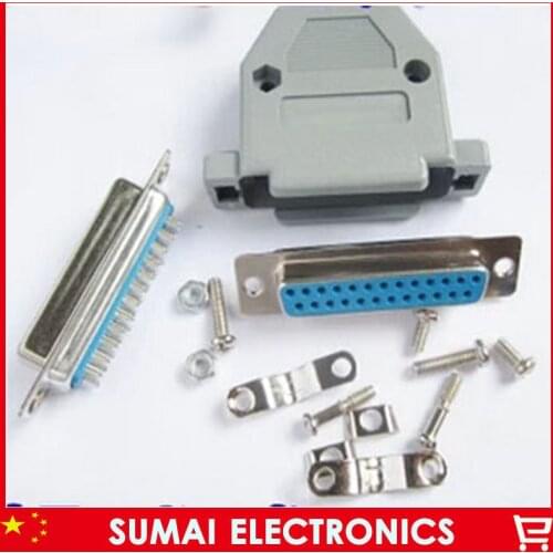 Serial DB25 female Jack DB25 female set Solder Plug Connector with Plastic Shell