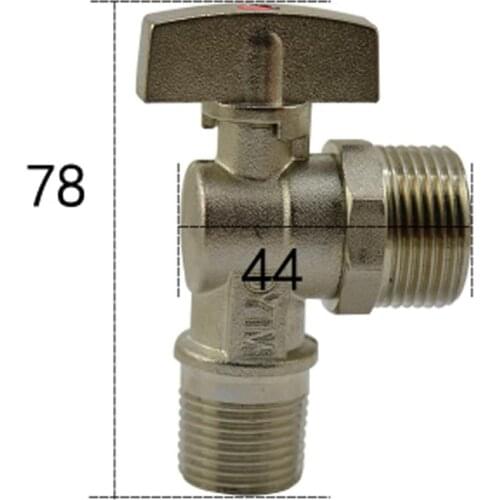 1/2" BSP Turn 3/4" BSP Male Ball Angle Valve Elbow 90 Degree Hole Size 9.5mm Water Gas Oil Height 78mm