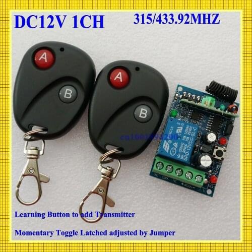Door access control system 12V DC 1CH Wireless Remote Switch 315/433.92 rf remote control light switch Receiver 2 Transmitter