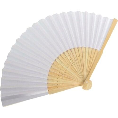 Blank White DIY Paper Bamboo Folding Fan for Hand Practice Calligraphy Painting Drawing Wedding Party Gift Ornaments