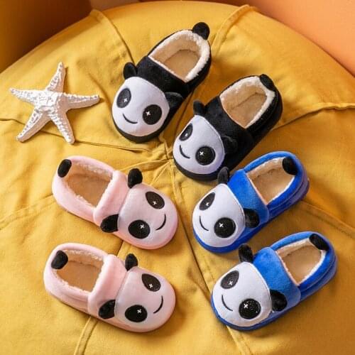 Winter Baby Panda Slippers For Boys Girls Children Indoor Home Shoes Cartoon Kids Soft Soles Non-slip Cotton Slipper Warm Shoes