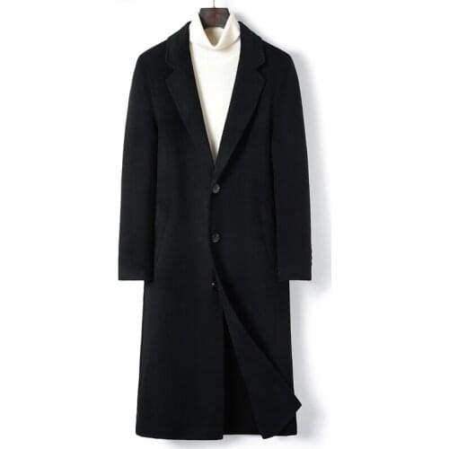 2021 Brand New Autumn 100% Wool Trench Korean Mens Fashion Overcoat for Male Long Windbreaker Streetwear Men Coat