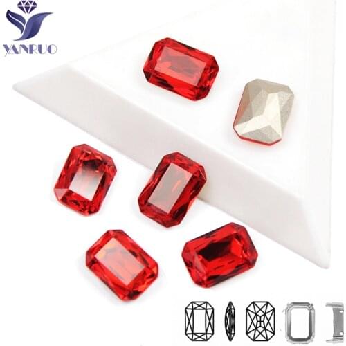 YANRUO 4627 Octagon K9 Crystal Light Siam Glitter For Crafts Sew Rhinestones Needlewrok Handicraft Accessories