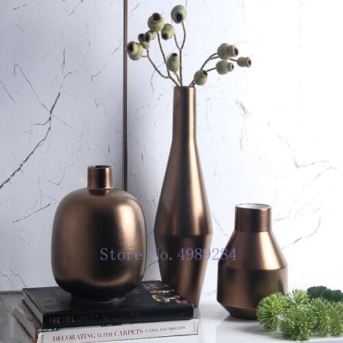 Golden ceramic vase geometry Flower Arrangement Hydroponics Modern home craft furnishings Decoration accessories wedding vases
