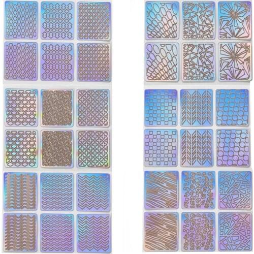 12 Sheets Stripes Wavy Hollow Printed Stamp French Nails Stickers Decoration All For Manicure For Her