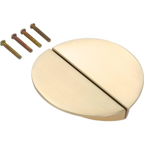 2pcs/pair Semicircular pull handle Solid Alloy Brushed Golden semicircle Knob Round Decorative old Chinese Door Cabinet w/screws