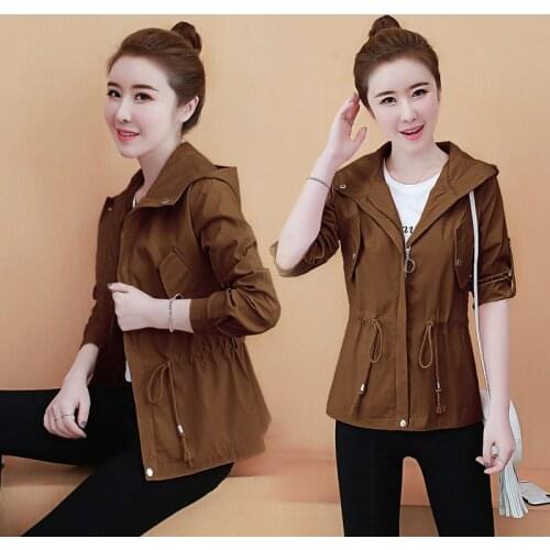 2020 New Women Coat Long Sleeve Casual Short Jacket Pocket Zipper Hooded Windbreaker Female Outerwear Basic Jackets Plus Size