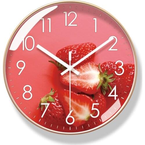 2021 Round Creative Mute Wall Clock Modern Design Silent Fruit Clocks for Home Decoration Kitchen Living Room Decor