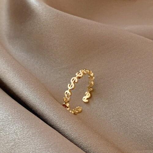 2021 New Trend Dollar Sign Ring Opening Adjustable Bracelet Women Fashion Punk Hip Hop Jewelry Daily Simple Jewelry Gift