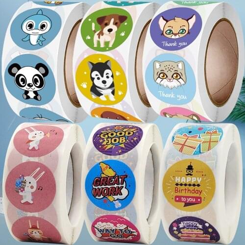 24Types Cartoon Thank You Stickers Pink Rabbit Cat Dog Animal Reward Labels for Kids Children Teacher School Birthday Gifts Toy