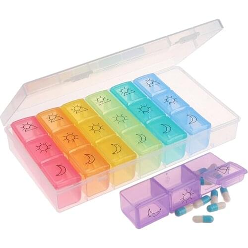 3 Row 21 Grids 7 Days Weekly Pill Case Medicine Tablet Dispenser Organizer Pill Box Splitters Pill Storage Container New
