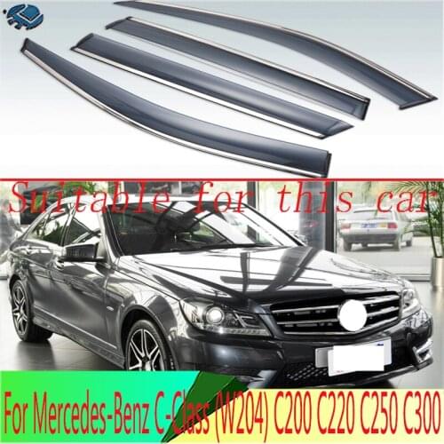 For Mercedes-Benz C-Class (W204) C200 C220 C250 C300 Plastic Exterior Visor Vent Shades Window Sun Rain Guard Deflector 4pcs