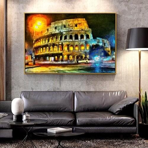 Artcozy Ancient Colosseumo Italy Oil Painting Colorful Light Oil Canvas Painting for Home Decoration Wall Art Canvas Printings