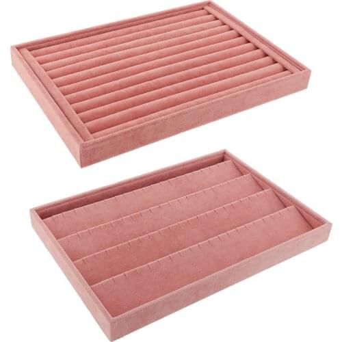 2Pcs Velvet Bracelet Display Tray Earring Ring Jewelry Case Case Organizer