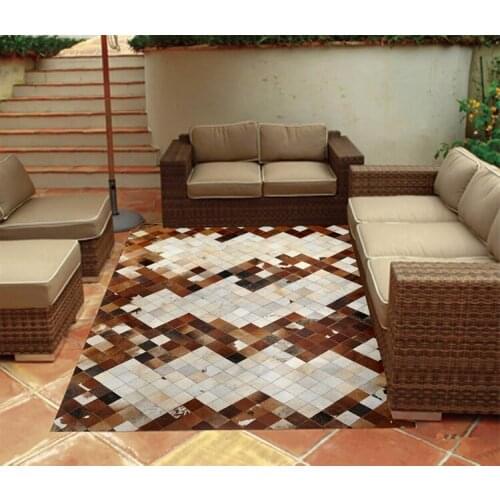 Free shipping 100% natural genuine cow leather rugs
