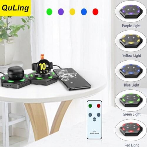 15W Remote LED Light Wireless Fast Charging for Samsung Galaxy Watch 3 Gear Buds Note 10 9 8 20 Ultra S21 S10 S9 S8 Plus Charger