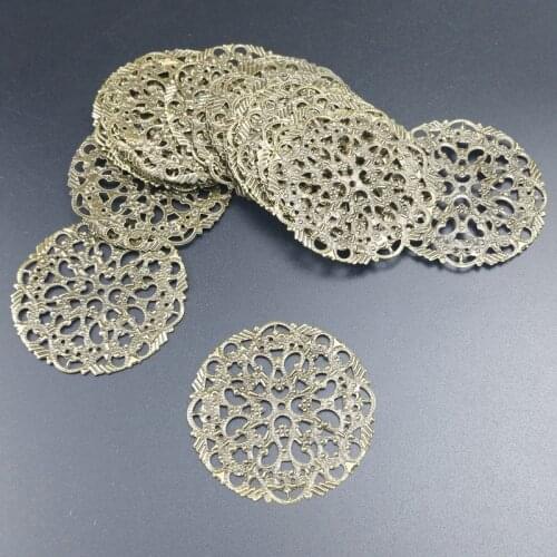 20pcs bronze 40mm Filigree Wraps Metal Charms For Embellishment Scrapbook DIY Jewelry Metal Craft Wraps