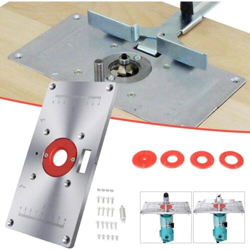 Wood Router Table Insert Plate Woodworking Benches Wood Router Trimmer Workbench Milling Woodworking Machine with 4 Rings