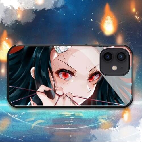 Demon Slayer Kamado Nezuko Phone Case For Iphone X XR XS Max 12Mini 12Pro 11 11Pro 6 6s 7 8 Plus Tempered glass shell Cover