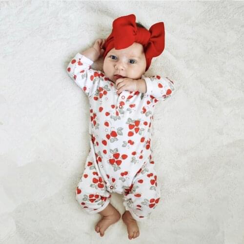 Baby Girls Romper Infant Cute Strawberry Print Cotton Long Sleeve Jumpsuit Autumn Newborn Baby Girl Clothes