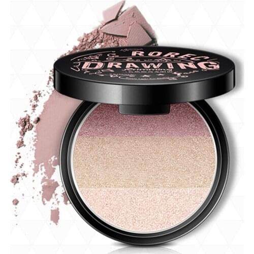 HOREC Highligt Makeup Eye Shadow Pressed Powder Contour Bronzer 3colors in one Palette Grooming Eyeshadow,Shimmer shine Powder