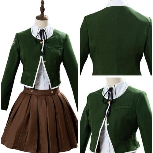 Anime Danganronpa Fujisaki Chihiro Cosplay Costumes Women Girls School Uniform Coat Shirt Dress Outfits Halloween Carnival Suit