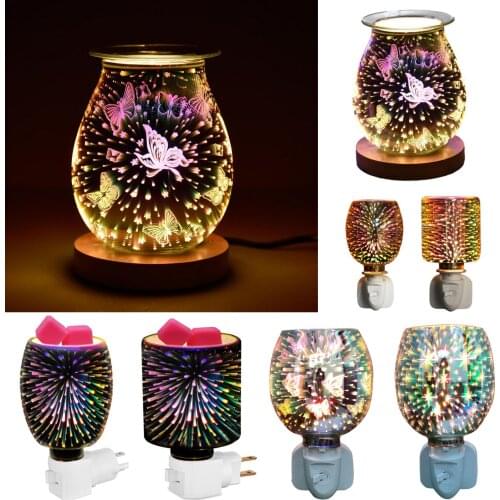 UK/US/EU Plug Incense Burners Aromatize 3D Fireworks Effect Electric Wax Melt Burners Touch Lamp Aroma Wax Melt Tart Burner