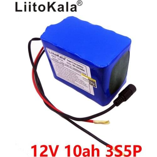 LiitoKala New Protection Large capacity 12V 10Ah 18650 lithium Rechargeable battery pack 12v 10000 mAh capacity+12V 1A Charger