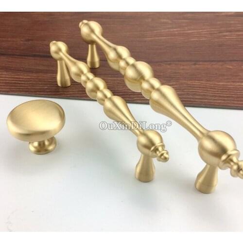 1PCS American Style Solid Brass Golden Furniture Cabinet Knobs and Handles Dresser/Drawer Pull Wardrobe/Kitchen GF447