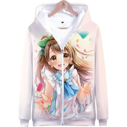LOVE LIVE Kotori Minami Kawaii 3D Long Sleeve Zipper Hoodies Casual Sweatshirt Women/men Casual popular Clothing