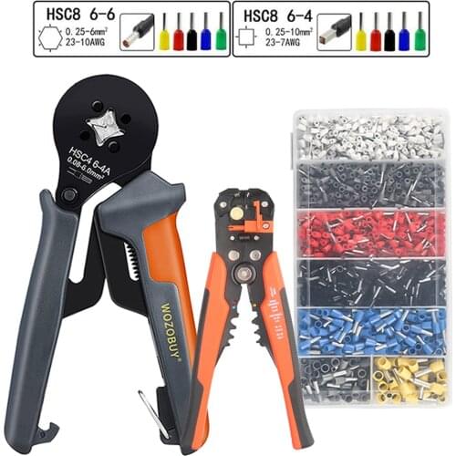 Multifunctional Wire Stripper Crimping Tool Kit,HSC4 6-4A MINI-TYPE SELF-ADJUSTABLE CRIMPING PLIER,For Tube Terminal,Hands Plier