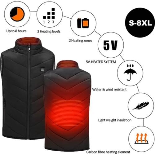 Multifunction USB Electric Heated Vest Hot Sale Winter Heating Waistcoat Super Warm Clothing Outdoor Camping Hiking Jacket