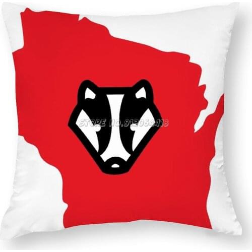 On Wisco! Pillow Case Cover Printed Home Soft Childhood Pillowcase Bedroom Home Decor Nice Gift Wisconsin Football Basketball Co