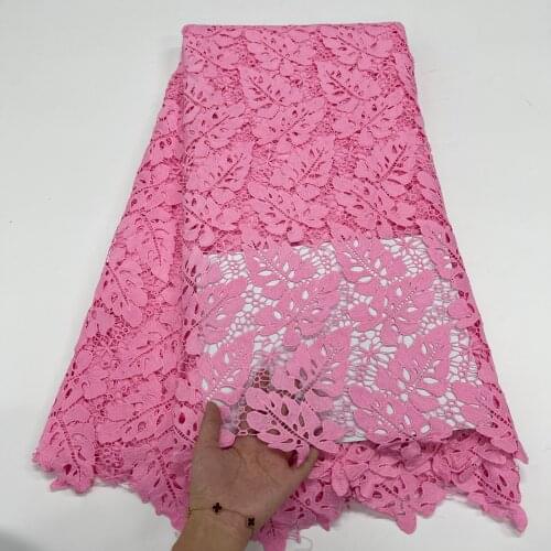 Cheap African Water Soluble Guipure Lace Fabric High Quality Nigerian Milk Silk Cord Lace Fabric 2021 For Women Dresses 5 Yards