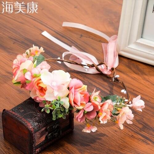 Haimeikang Floral Wreath Flower Headbands For Girls Kids Flower Headband Baby Hair Bands Hair Accessories New Arrivals