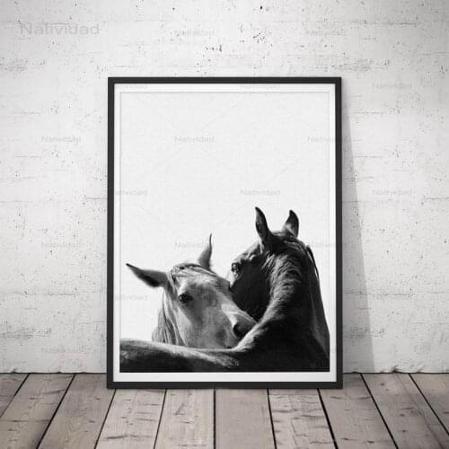Prints and Poster Black and White Animals Horse Pictures Nordic Home Modern Wall Art Decoration Frameless Canvas Printing
