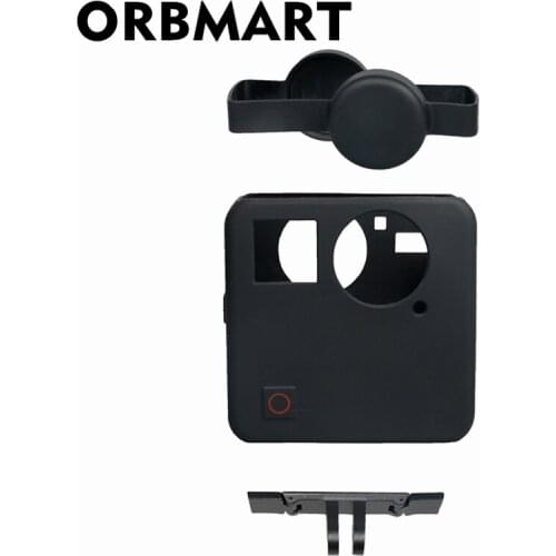 ORBMART Rubber Silicone Protective Case Cover Housing + Lens Cap + Metal Slideway Kit For Go Pro GoPro Fusion 360 Degree Camera