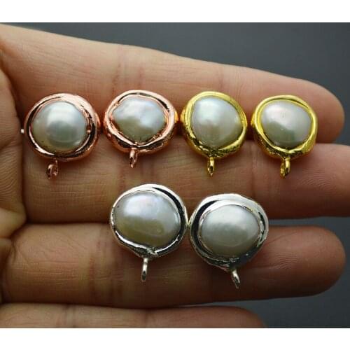 DIY Earrings Making Pins Natural Freshwater Pearl Rose Gold Silver Clay Surround Fashion Earrings Hooks Findings 10pcs (5pairs)