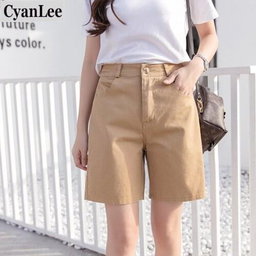 Cyanlee 2020 Summer Woman Casual Shorts Loose Wide Leg Short Solid Color 5 Color Candy All-Purpose Style Office Lady Shorts
