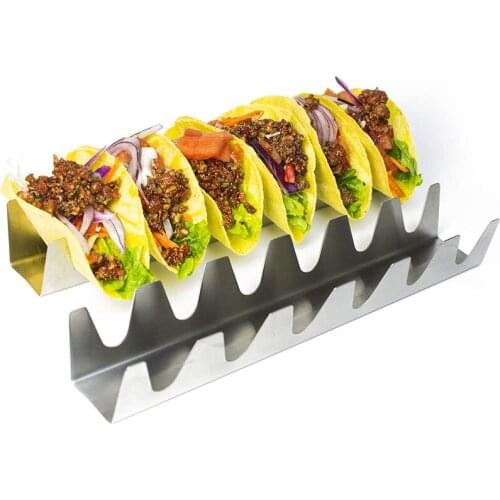 Heavy-Duty Taco Holder Stainless Steel Tortillas Rack Pancake Stand Crepes Tray Burrito Bracket Corn Shell Truck for 1 to 6 Pcs
