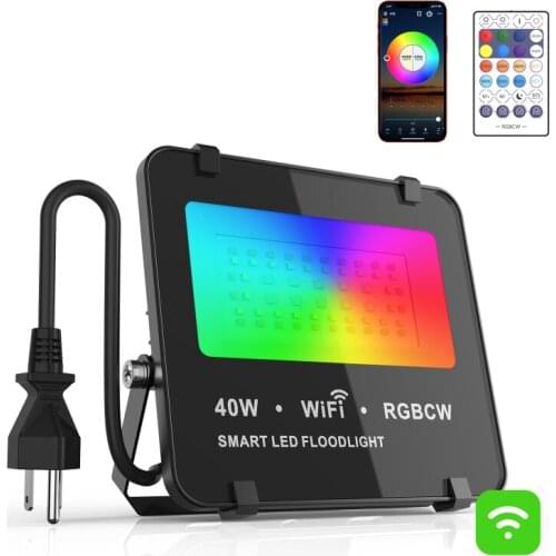 LED Smart Floodlights WiFi Smart Home Outdoor Lighting RGB Wall lamp IP66 Spotlight RGB 40W 2700K-6500K Flood Light