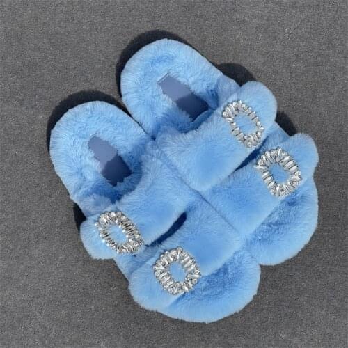 Warn Woman Shoes 2021 Fashion Sping Slippers Faux Fur Women Slippers Slip On Flip Flops Fur Slippers Female Slides Flats Shoes