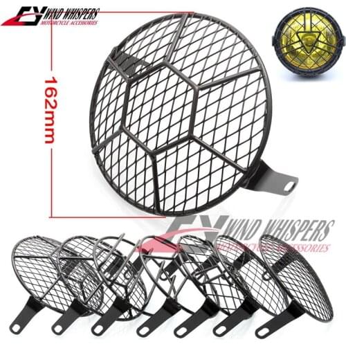 Universal 7inch Motorcycle Front Headlight Lampshade Mesh Grill Cover Mask Protector Guard Square For CB400SS EN GN CG 125 250