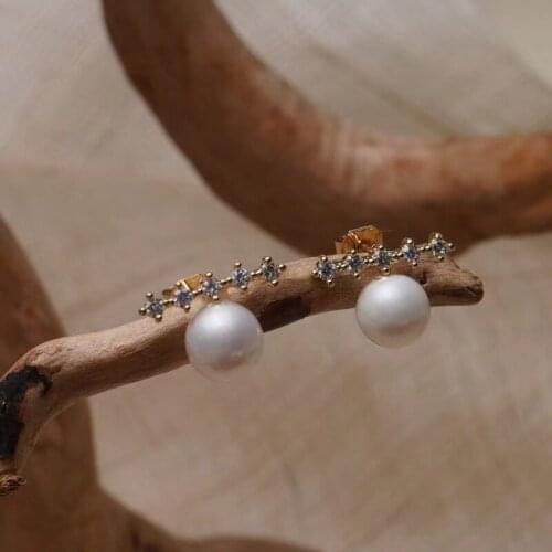 YAOLOGE 2021 New For Women Geometric Gold Color Rhinestone Pearl Alloy Stud Earrings Gift Fashion Party Wedding Jewelry Brincos