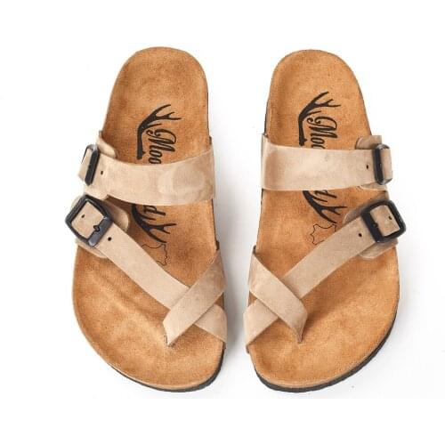 Moosefield Women Beige Genuine Leather Slippers