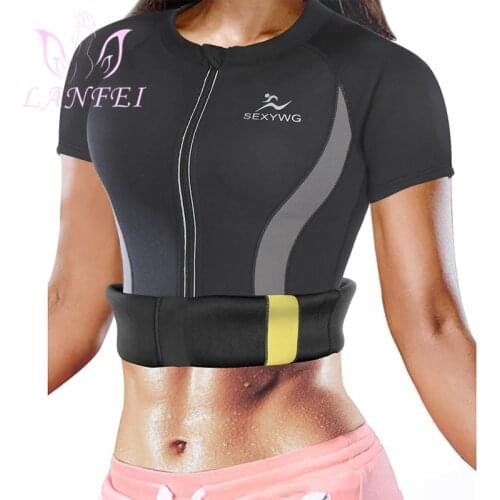 LANFEI Themal Waist Trainer Trimmer Vest Hot Neoprene Slimming Sweat Body Shaper Shapewear Women Fat Burning Tummy Control Shirt