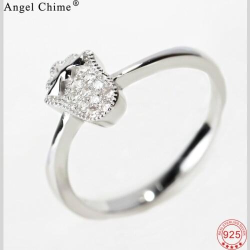 925 Sterling Silver Luxury Hamsa Hand Band Rings Cubic Zirconia Finger Ring Fashion Women Jewelry & Accessories
