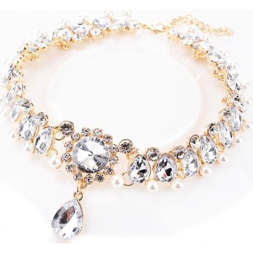 European and American fashion simple exaggerated temperament alloy bridal accessories imitation pearl womens necklace wholesale