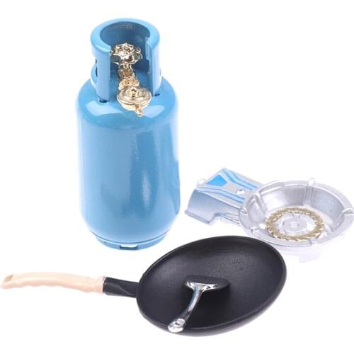 1 Set 1/12 Dollhouse Miniature Kitchen Alloy Gas Stove Tank Utensils Tool Toys Dollhouse Utensil Toy For Kids