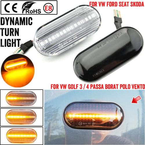 2PCS Smoke Lens Dynamic Flowing LED Turn Signal Side Marker Light Lamp for Volkswagen VW Golf3 4 Bora Lupo Passat Polo